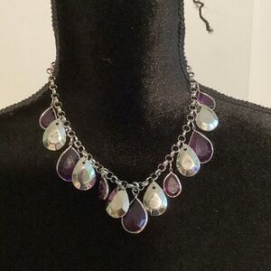 Elegant Purple and Silver Teardrop Necklace-Fashion Jewelry